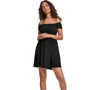 Urban Classics Women's Ladies Smoked Off Shoulder Dress Dress Dress, Black (Black 00007), L (Manufacturer Size: 40)