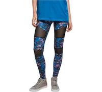 Urban Classics Women's Ladies Tech Leggings Comfortable Sport Pants, Stretchy Workout Trousers with Military Print and Mesh Inserts, Regular Skinny Fit, Digital duskviolet camo, M