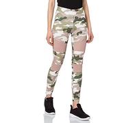Urban Classics Women's Ladies Tech Leggings Comfortable Sport Pants, Stretchy Workout Trousers with Military Print and Mesh Inserts, Regular Skinny Fit, duskrose camo, XS