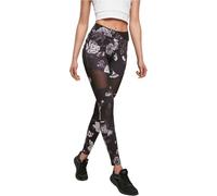 Urban Classics Women's Ladies Tech Mesh AOP Leggings Yoga Pants, Darkflower, M