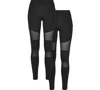 Urban Classics Women's Ladies Tech Mesh Leggings 2-Pack, Black+Black, 4XL