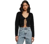 Urban Classics Women's Ladies Tied Cropped Feather Cardigan Sweater, Black, XXXL