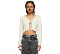 Urban Classics Women's Ladies Tied Cropped Feather Cardigan Sweater, Whitesand, S