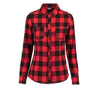Urban Classics Ladies Turnup Checked Flannel Shirt Flanel Shirt black red S