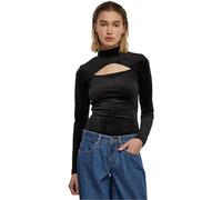 Urban Classics Women's Ladies Velvet Cut-Out Turtleneck Body T-Shirt, Black, L