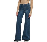 Urban Classics Women's Ladies Vintage Flared Denim Pants, Deepblue Washed, 31