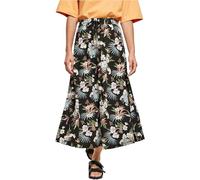 Urban Classics Women's Ladies Viscose Midi Skirt, Black Tropical, S