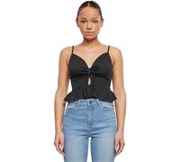 Urban Classics - Ladies Waffle Pique Ruffle Black - Top - black - L - 65% Cotton, 35% Polyester,Jersey L