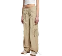 Urban Classics Women's Ladies Wide Crinkle Nylon Cargo Pants, betonfarben, L