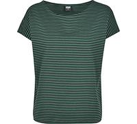 Urban Classics Women's Ladies Yarn Dyed Baby Stripe Tee T Shirt, Multicolour (Dark-green/Black 02055), S UK