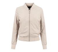 URBAN CLASSICS Women's Light Bomber Jacket with Ribbed Cuffs, Lightweight Flight Jacket for Mid-Season Weather, Longsleeve Jacket with Zipper & Pockets, Colour: Sand, Size: X-Large