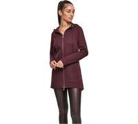 URBAN CLASSICS Women's Long Hoodie Parka, Long Jumper with Drawstring Zip, Long Sleeves Jumper with Large Pockets & Elasticated Cuffs, Long Cardigan with Hoodie, Colour: Redwine, Size: 3X-Large