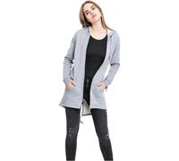URBAN CLASSICS Women's Long Hoodie Parka, Long Jumper with Drawstring Zip, Long Sleeves Jumper with Large Pockets & Elasticated Cuffs, Long Cardigan with Hoodie, Colour: Grey, Size: Small