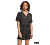 Urban Classics Women's Modal-Rich Blend Short Sleeve V-Neck Wrap Front Playsuit in Black | Size: 2XL Urban Classics Black 2XL