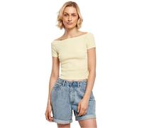 Urban Classics Women's Ladies Off Shoulder Rib Tee T-Shirt, Soft Yellow, XXL