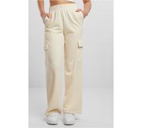 Urban Classics Womens Off White Cotton Blend Straight-Leg Terry Cargo-Style Sweatpants - Size Large