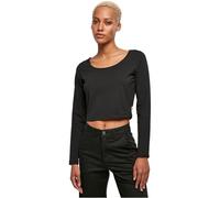 Urban Classics Women's Organic Cropped Long-Sleeved Shirt T, Black, M