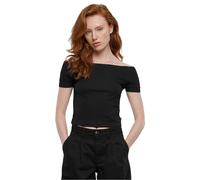 Urban Classics T-Shirt Women's Organic Off-Shoulder Rib, 95% Cotton/5% Elastane, Black XL