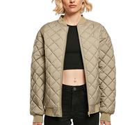Urban Classics Women's Oversized Diamond Quilted Bomber Jacket, Khaki, L