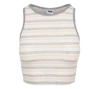 Urban Classics Women's Rib Stripe Cropped Top, Multicoloured (Pink/White/Grey 01313), M