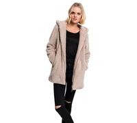 URBAN CLASSICS Women's Sherpa Cardigan Jacket, Long-Sleeve Fluffy Faux Fur Sherpa Coat, Casual Fluffy Coat for Women, Sherpa Hoodie Cardigan, Colour: Sand, Size: Large