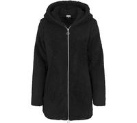 URBAN CLASSICS Women's Sherpa Cardigan Jacket, Long-Sleeve Fluffy Faux Fur Sherpa Coat, Casual Fluffy Coat for Women, Sherpa Hoodie Cardigan, Colour: Black, Size: Medium