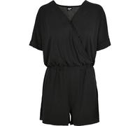Urban Classics Women's Modal-Rich Blend Short Sleeve V-Neck Wrap Front Playsuit in Black | Size: Medium Urban Classics Black M