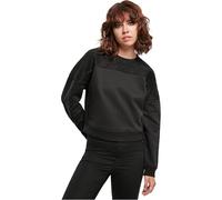 Urban Classics Women's short oversized lace inset crew sweatshirts, black, XXXL