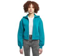 Urban Classics Women's Ladies Short Oversized Zip Jacket Hooded Sweatshirt, Watergreen, 5X-Large