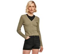 Urban Classics Women's Short Rib Knit Cardigan Sweater, Khaki, XXXL