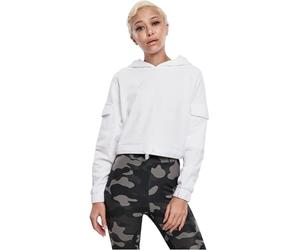 Urban Classics Women's Short Worker Hoodie Hooded Sweatshirt, White, S