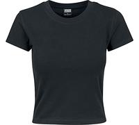 Urban Classics Women's Stretch Jersey Cropped T-Shirt, Black, M/Petite