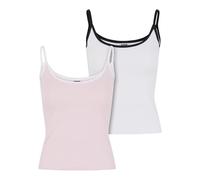 Urban Classics Women's T-Shirt 95% Cotton, 5% Elastane Blouse Rose/White+White/Black M, Blouse Rose/White + White/Black, M