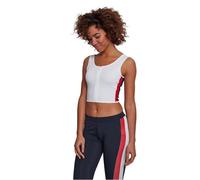 Urban Classics Women's Tb1895-ladies Side Stripe Cropped Zip Top Tank, Multicoloured (White/Firered/Navy 01303), S
