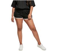 Urban Classics Women's Ladies Organic Interlock Retro Hotpants Shorts, Black/White, S
