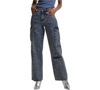 Urban Classics Women's Tb6925-ladies Loose Utility Denim Pants Casual, Dirty Washed, 6