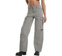 Urban Classics Women's Tb6925-ladies Loose Utility Denim Pants Casual, Lighter Dirty Washed, 2