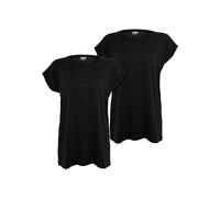 Urban Classics Women's Ladies Extended Shoulder Tee Pack of 2 T-Shirt, Black+Black, XXXL