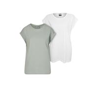Urban Classics Women's Tb771a-Ladies Extended Shoulder Tee 2-Pack T-Shirt, Frostmint + White, Large