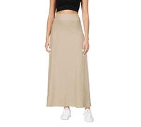 Urban CoCo Elastic Waist A-Line Long Maxi Skirt Below Knee for Women, Apricot, XL