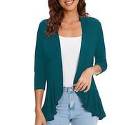 Urban CoCo Women's 3/4 Sleeve Casual Cardigans for Women Trendy Open Front Lightweight Cover Ups, Dark Teal, XXL