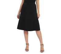 Urban Coco Women's A-Line Elastic High Waist Flare Work Midi Knee Length Stretchy Skirt, Black, M