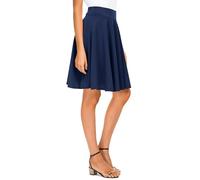 Urban CoCo Women's Basic Midi Skirt Versatile Stretchy Flared Casual High Waisted Skirt, Navy-Long, S