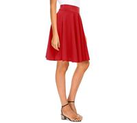 Urban CoCo Women's Basic Midi Skirt Versatile Stretchy Flared Casual High Waisted Skirt, Red-Long, XL