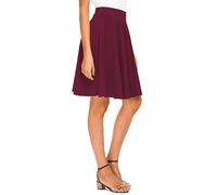 Urban CoCo Women's Basic Midi Skirt Versatile Stretchy Flared Casual High Waisted Skirt, Wine Red-Long, XL