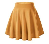 Urban CoCo Women's Basic Solid Stretchy Flared Casual Mini Skater Skirt (XX-Large, Turmeric)