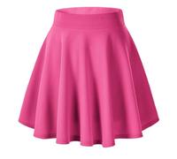 Urban Coco Women's Basic Solid Versatile Stretchy Flared Casual Mini Skater Skirt (XX-Large, Rose)