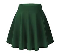 Urban CoCo Women's Basic Versatile Stretchy Flared Casual Mini Skater Skirt, Green, Small