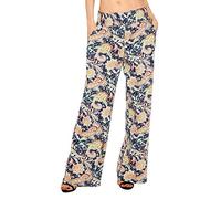 Urban Coco Women's Boho Palazzo Pants Wide Leg Beach Pants High Waisted Lounge Pants with Pockets, #1, M