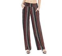 Urban Coco Women's Boho Palazzo Pants Wide Leg Beach Pants High Waisted Lounge Pants with Pockets, #20, Large
